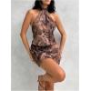 image:imageMakeMeChic Womens Summer Cheetah Print Halter Mini Dress Backless Sleeveless Y2k Short DressesCoffee Brown