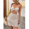 image:imageMakeMeChic Womens Summer Dress Striped Twist Front Cami Cut Out Ruffle Hem Bodycon Mini DressesApricot
