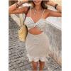 image:imageMakeMeChic Womens Summer Dress Striped Twist Front Cami Cut Out Ruffle Hem Bodycon Mini DressesApricot