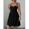 image:imageMakeMeChic Womens Summer Mini Dress Spaghetti Strap Sundress Boho Beach Wedding Guest DressesBlack