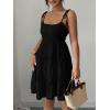 image:imageMakeMeChic Womens Summer Mini Dress Spaghetti Strap Sundress Boho Beach Wedding Guest DressesBlack