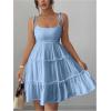 image:imageMakeMeChic Womens Summer Mini Dress Spaghetti Strap Sundress Boho Beach Wedding Guest DressesBlue