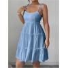 image:imageMakeMeChic Womens Summer Mini Dress Spaghetti Strap Sundress Boho Beach Wedding Guest DressesBlue