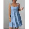 image:imageMakeMeChic Womens Summer Mini Dress Spaghetti Strap Sundress Boho Beach Wedding Guest DressesBlue