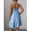 image:imageMakeMeChic Womens Summer Mini Dress Spaghetti Strap Sundress Boho Beach Wedding Guest DressesBlue