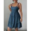 image:imageMakeMeChic Womens Summer Mini Dress Spaghetti Strap Sundress Boho Beach Wedding Guest DressesDusty Blue