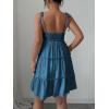 image:imageMakeMeChic Womens Summer Mini Dress Spaghetti Strap Sundress Boho Beach Wedding Guest DressesDusty Blue