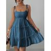image:imageMakeMeChic Womens Summer Mini Dress Spaghetti Strap Sundress Boho Beach Wedding Guest DressesDusty Blue