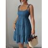 image:imageMakeMeChic Womens Summer Mini Dress Spaghetti Strap Sundress Boho Beach Wedding Guest DressesDusty Blue