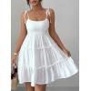 image:imageMakeMeChic Womens Summer Mini Dress Spaghetti Strap Sundress Boho Beach Wedding Guest DressesWhite