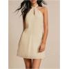 image:imageMakeMeChic Womens Summer Tie Backless Halter Dress Cut Out Sleeveless Lined Short DressesApricot