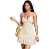 image:imageMakeMeChic Womens Cami Dress Spaghetti Strap Backless Cut Out Ruffle Hem A Line Mini SundressBeige