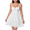 image:imageMakeMeChic Womens Mesh Eyelet Embroidery Spaghetti Strap Cami Dress Backless Summer Mini Dresses SundressWhite