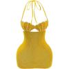 image:imageMakeMeChic Womens Pearls Halter Dress Tie Open Back Knit Bodycon Y2k Mini DressesYellow