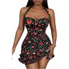 image:imageMakeMeChic Womens Summer Cherry Print Mini Dress Polka Dots Halter Bodycon Short DressesMulticolor