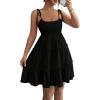 image:imageMakeMeChic Womens Summer Mini Dress Spaghetti Strap Sundress Boho Beach Wedding Guest DressesBlack