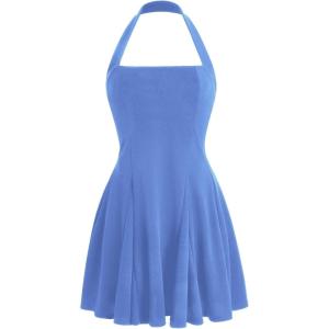 image:imageMakeMeChic Womens Summer Tie Dye Halter Mini Dress Backless Hollow Out Bodycon Party DressesKhaki