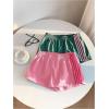 image:imageMakeMeChic Womens 2 Pack Linen Shorts Summer Beach Pajama Boxer ShortsStriped Green Pink