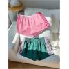 image:imageMakeMeChic Womens 2 Pack Linen Shorts Summer Beach Pajama Boxer ShortsStriped Green Pink