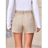 image:imageMakeMeChic Womens Elegant Plaid Shorts Dressy High Waisted Shorts Houndstooth Zipper Wide Leg Mini Shorts Work Casual ShortsApricot