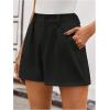 image:imageMakeMeChic Womens Elegant Plaid Shorts Dressy High Waisted Shorts Houndstooth Zipper Wide Leg Mini Shorts Work Casual ShortsBlack