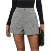 image:imageMakeMeChic Womens Elegant Plaid Shorts Dressy High Waisted Shorts Houndstooth Zipper Wide Leg Mini Shorts Work Casual ShortsBlack and White