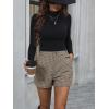 image:imageMakeMeChic Womens Elegant Plaid Shorts Dressy High Waisted Shorts Houndstooth Zipper Wide Leg Mini Shorts Work Casual ShortsBrown