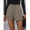 image:imageMakeMeChic Womens Elegant Plaid Shorts Dressy High Waisted Shorts Houndstooth Zipper Wide Leg Mini Shorts Work Casual ShortsBrown