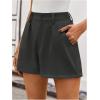 image:imageMakeMeChic Womens Elegant Plaid Shorts Dressy High Waisted Shorts Houndstooth Zipper Wide Leg Mini Shorts Work Casual ShortsGrey
