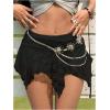 image:imageMakeMeChic Womens Floral Lace Mini Skirt Asymmetrical Ruched Ruffle Hem Y2k Festival Rave Fairy Flowy SkirtsBlack