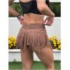 image:imageMakeMeChic Womens Floral Lace Mini Skirt Asymmetrical Ruched Ruffle Hem Y2k Festival Rave Fairy Flowy SkirtsBrown