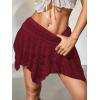 image:imageMakeMeChic Womens Floral Lace Mini Skirt Asymmetrical Ruched Ruffle Hem Y2k Festival Rave Fairy Flowy SkirtsBurgundy