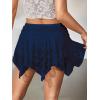 image:imageMakeMeChic Womens Floral Lace Mini Skirt Asymmetrical Ruched Ruffle Hem Y2k Festival Rave Fairy Flowy SkirtsDark Blue