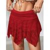 image:imageMakeMeChic Womens Floral Lace Mini Skirt Asymmetrical Ruched Ruffle Hem Y2k Festival Rave Fairy Flowy SkirtsRed