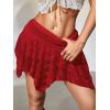 image:imageMakeMeChic Womens Floral Lace Mini Skirt Asymmetrical Ruched Ruffle Hem Y2k Festival Rave Fairy Flowy SkirtsRed