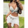 image:imageMakeMeChic Womens Floral Lace Mini Skirt Asymmetrical Ruched Ruffle Hem Y2k Festival Rave Fairy Flowy SkirtsWhite