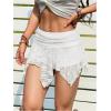 image:imageMakeMeChic Womens Floral Lace Mini Skirt Asymmetrical Ruched Ruffle Hem Y2k Festival Rave Fairy Flowy SkirtsWhite