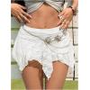 image:imageMakeMeChic Womens Floral Lace Mini Skirt Asymmetrical Ruched Ruffle Hem Y2k Festival Rave Fairy Flowy SkirtsWhite