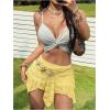 image:imageMakeMeChic Womens Floral Lace Mini Skirt Asymmetrical Ruched Ruffle Hem Y2k Festival Rave Fairy Flowy SkirtsYellow