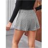 image:imageMakeMeChic Womens Houndstooth Plaid Shorts Pleated High Waisted Business Casual SkortsBlack and White