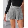 image:imageMakeMeChic Womens Houndstooth Plaid Shorts Pleated High Waisted Business Casual SkortsBlack and White