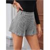 image:imageMakeMeChic Womens Houndstooth Plaid Shorts Pleated High Waisted Business Casual SkortsBlack and White