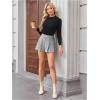 image:imageMakeMeChic Womens Houndstooth Plaid Shorts Pleated High Waisted Business Casual SkortsBlack and White
