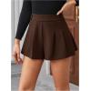 image:imageMakeMeChic Womens Houndstooth Plaid Shorts Pleated High Waisted Business Casual SkortsCoffee Brown
