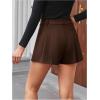 image:imageMakeMeChic Womens Houndstooth Plaid Shorts Pleated High Waisted Business Casual SkortsCoffee Brown