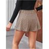 image:imageMakeMeChic Womens Houndstooth Plaid Shorts Pleated High Waisted Business Casual SkortsKhaki