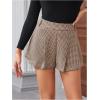 image:imageMakeMeChic Womens Houndstooth Plaid Shorts Pleated High Waisted Business Casual SkortsKhaki