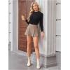 image:imageMakeMeChic Womens Houndstooth Plaid Shorts Pleated High Waisted Business Casual SkortsKhaki