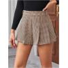 image:imageMakeMeChic Womens Houndstooth Plaid Shorts Pleated High Waisted Business Casual SkortsKhaki