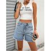 image:imageMakeMeChic Womens Jorts Baggy High Waisted Jean Shorts Casual Raw Hem Straight Leg Denim ShortsBlue a